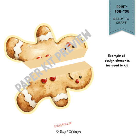Gingerbread character 3D folio card element from Gingerbread Dream Christmas printable kit