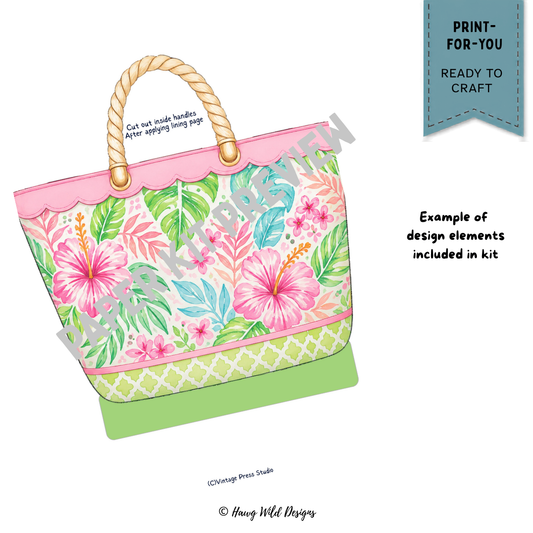 Tropical hibiscus beach bag folio piece from Sandy Toes & Salty Kisses memory keeper kit