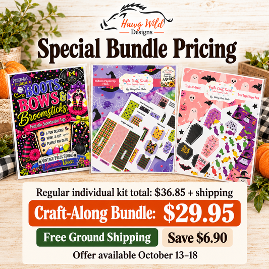 Halloween Paper Craft Kit Bundle | 3 DIY Projects + Tutorials