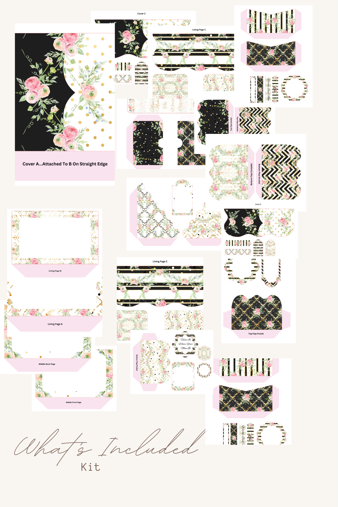 Mother’s Day Junk Journal Folio Kit – Pre-Printed Clutch Style Gift for Mom
