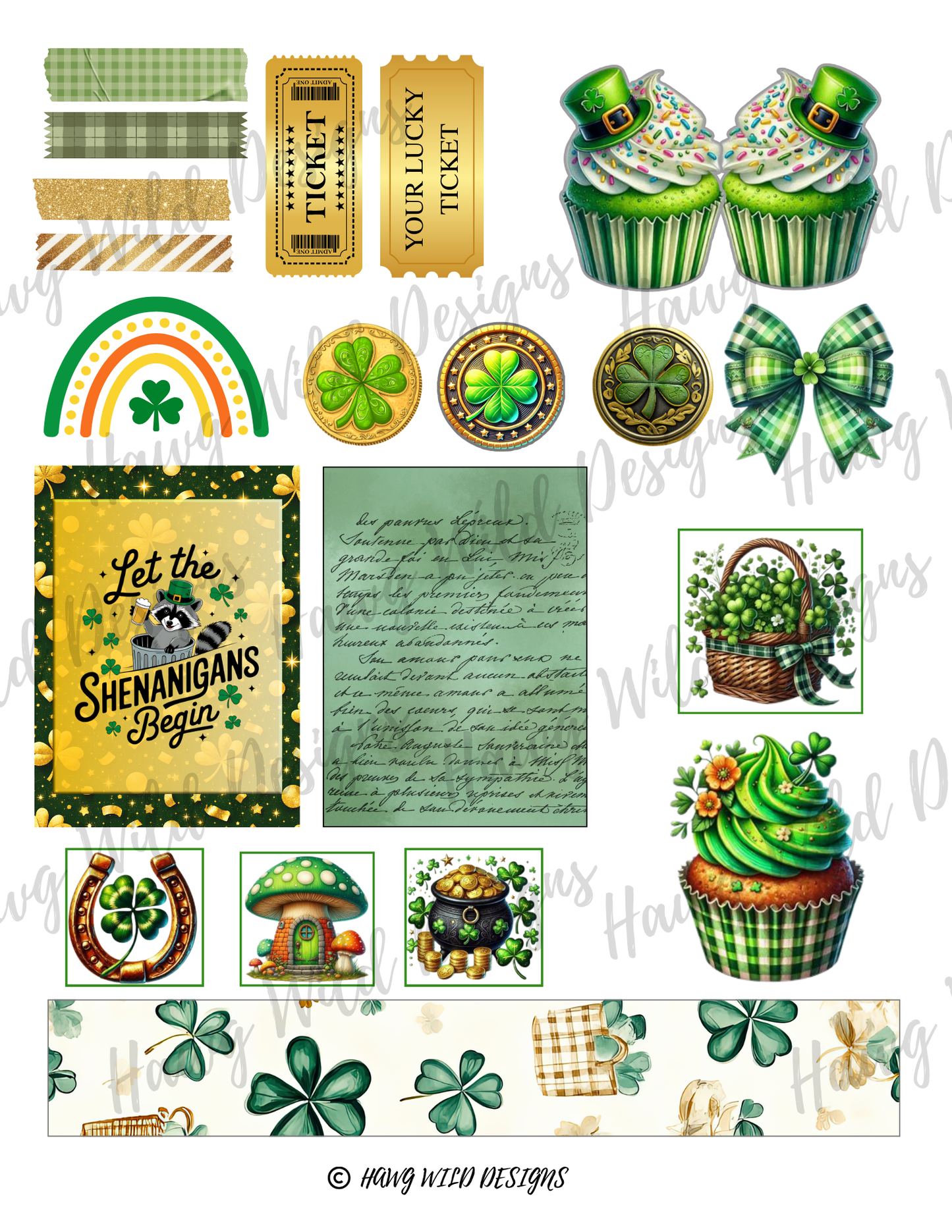 Blessings & Blarney Stuffed Card | Lucky Pocket Card for Junk Journals