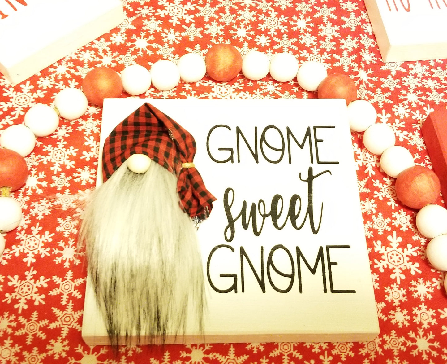 Gnome Sweet Gnome with 3D Gnome Wood Shelf Sitter Sign
