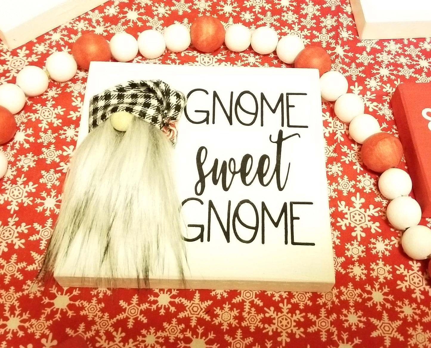 Gnome Sweet Gnome with 3D Gnome Wood Shelf Sitter Sign
