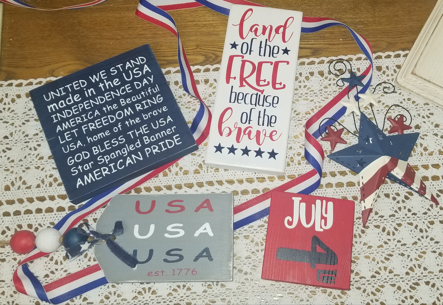 Patriotic Tiered Tray 4 Piece Set