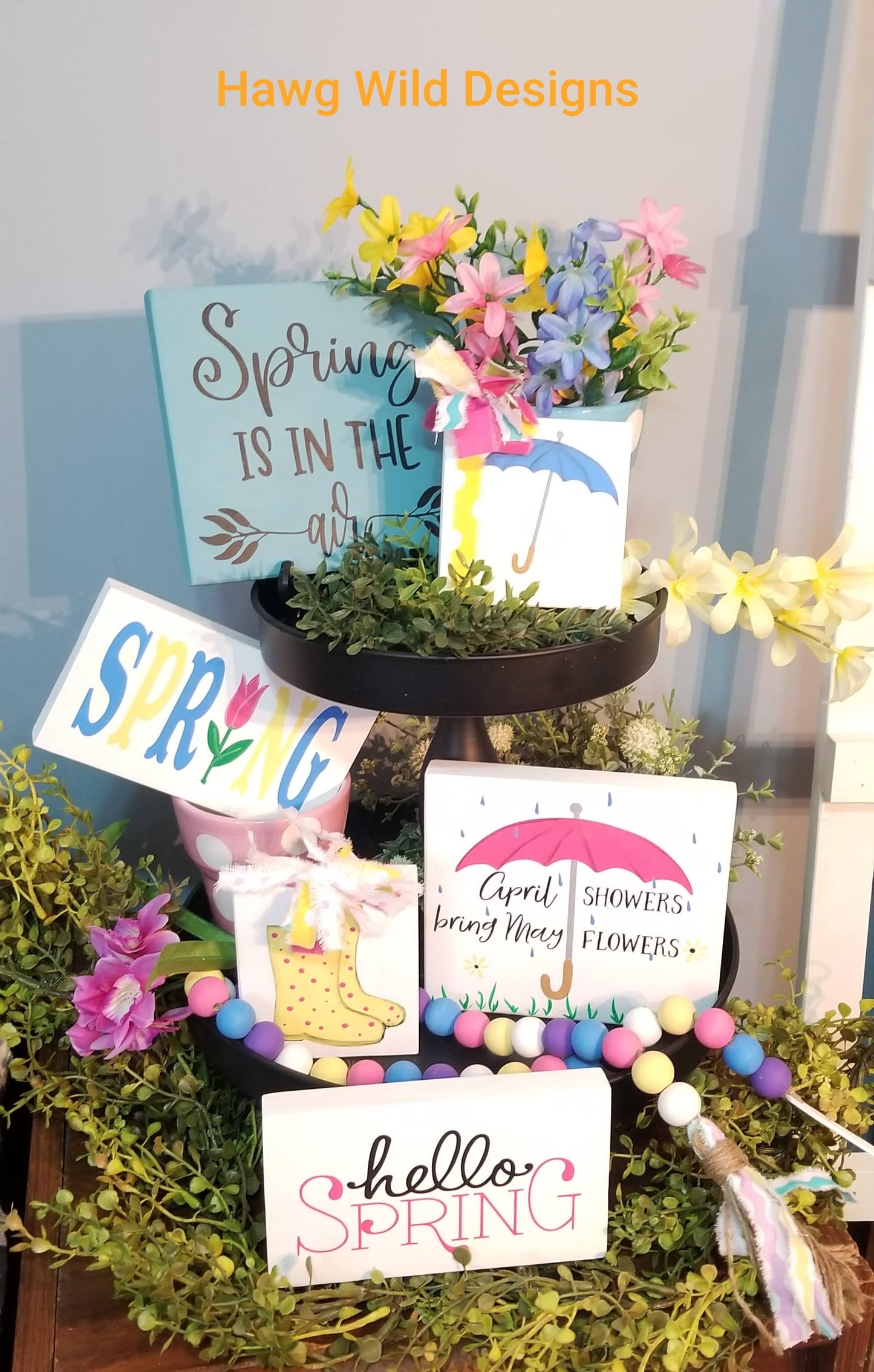 April Showers Bring May Flowers wood sign