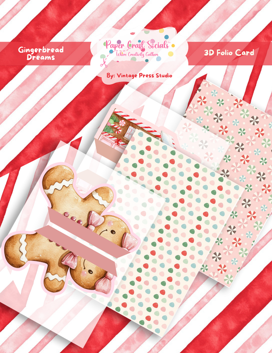 Gingerbread Dream printable folio featuring candy stripe, peppermint and gingerbread patterns