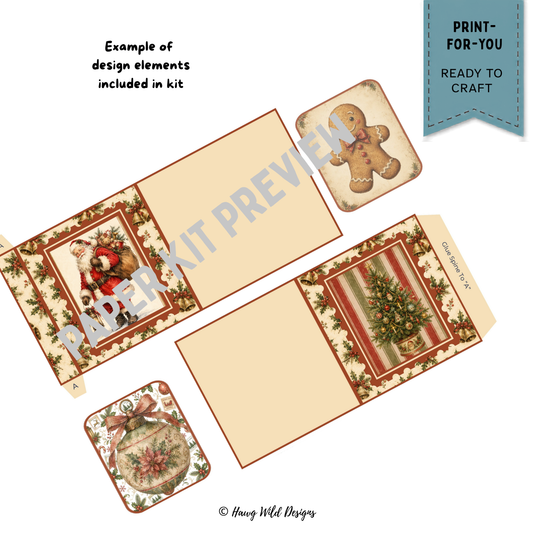 Old Fashioned Christmas Mini Accordion Journal Kit | Vintage Holiday Paper Craft