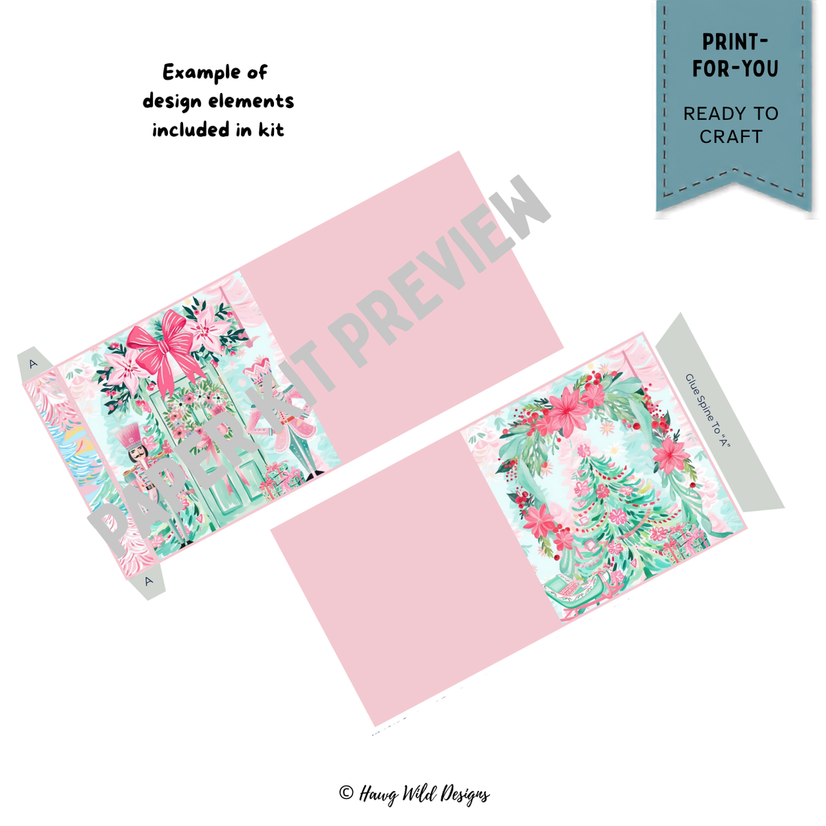 Merry & Bright Mini Accordion Journal Kit | Christmas Paper Craft Journal