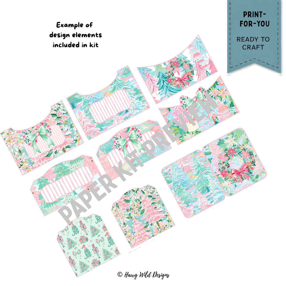 Merry & Bright Mini Accordion Journal Kit | Christmas Paper Craft Journal