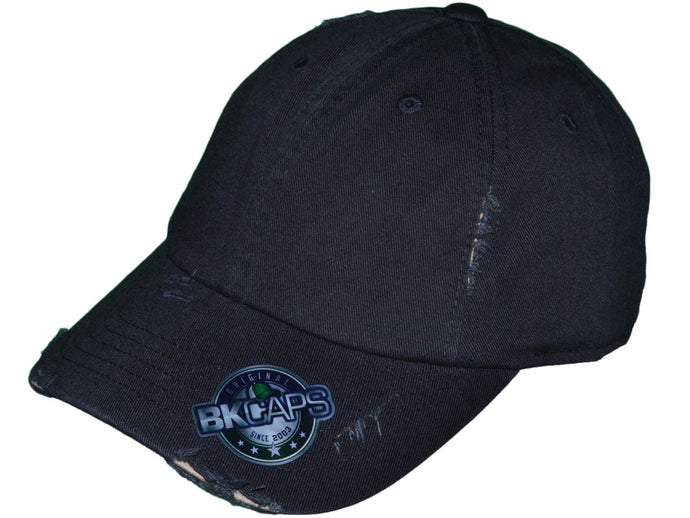 Baseball Cap - Premium Vintage Distressed Hat - Black