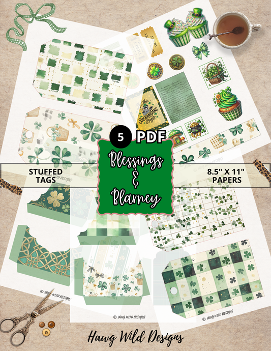 Blessings & Blarney Stuffed Card | Lucky Pocket Card for Junk Journals