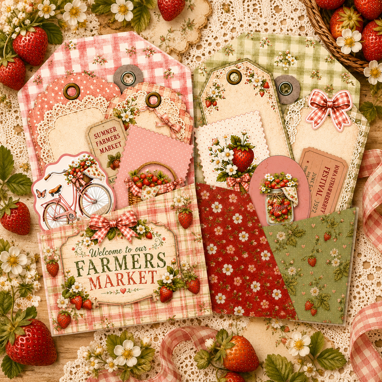FREE Berry Patch & Bloom Stuffed Tags Printable Kit | Strawberry Junk Journal Freebie