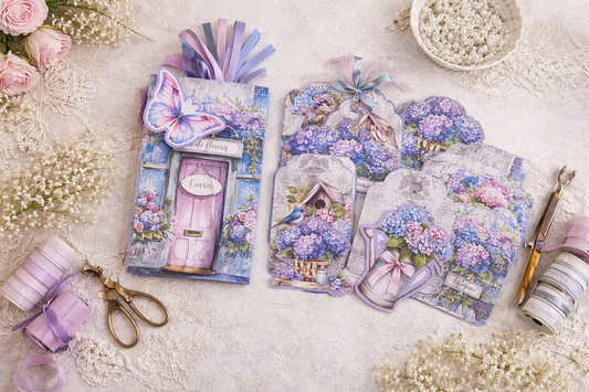 Vintage Paris Flower Shop Folio Kit | Hydrangea Junk Journal | Summer Paper Craft Kit