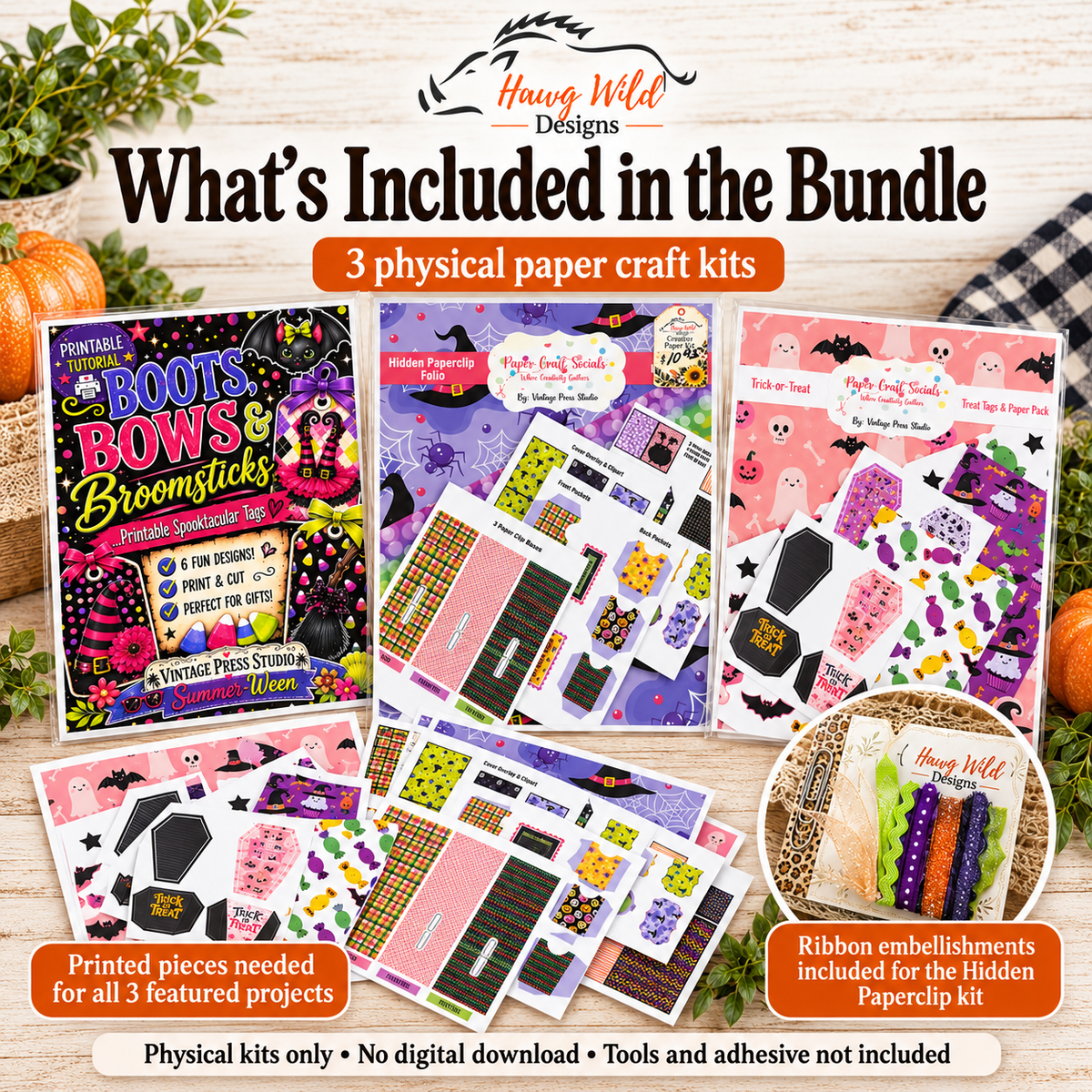 Halloween Paper Craft Kit Bundle | 3 DIY Projects + Tutorials