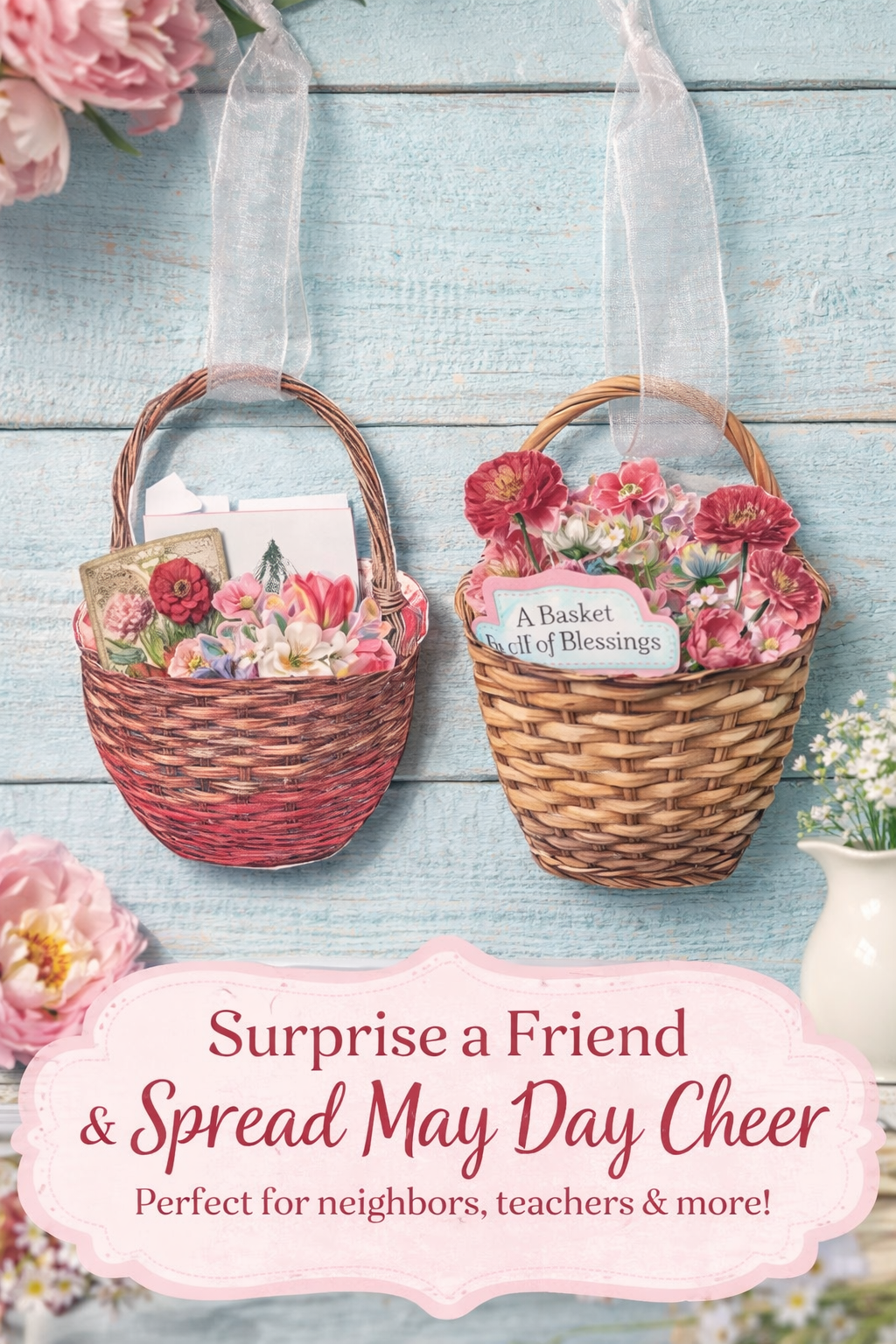 May Day Basket Printable Kit | Vintage Junk Journal Ephemera & Spring Paper Craft Set