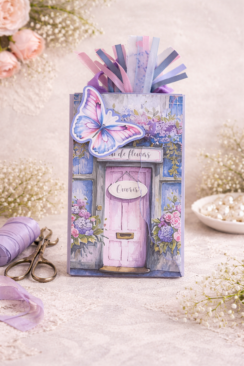 Vintage Paris Flower Shop Folio Kit | Hydrangea Junk Journal | Summer Paper Craft Kit