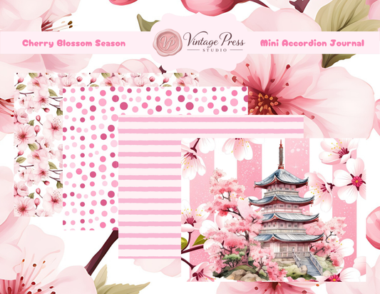 Cherry Blossom Mini Accordion Junk Journal Kit | Spring Sakura Paper Craft