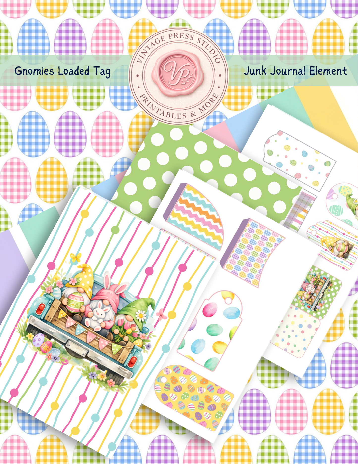 Gnomies Loaded Tag Junk Journal Elements – Easter Printable Tags & Ephemera Kit
