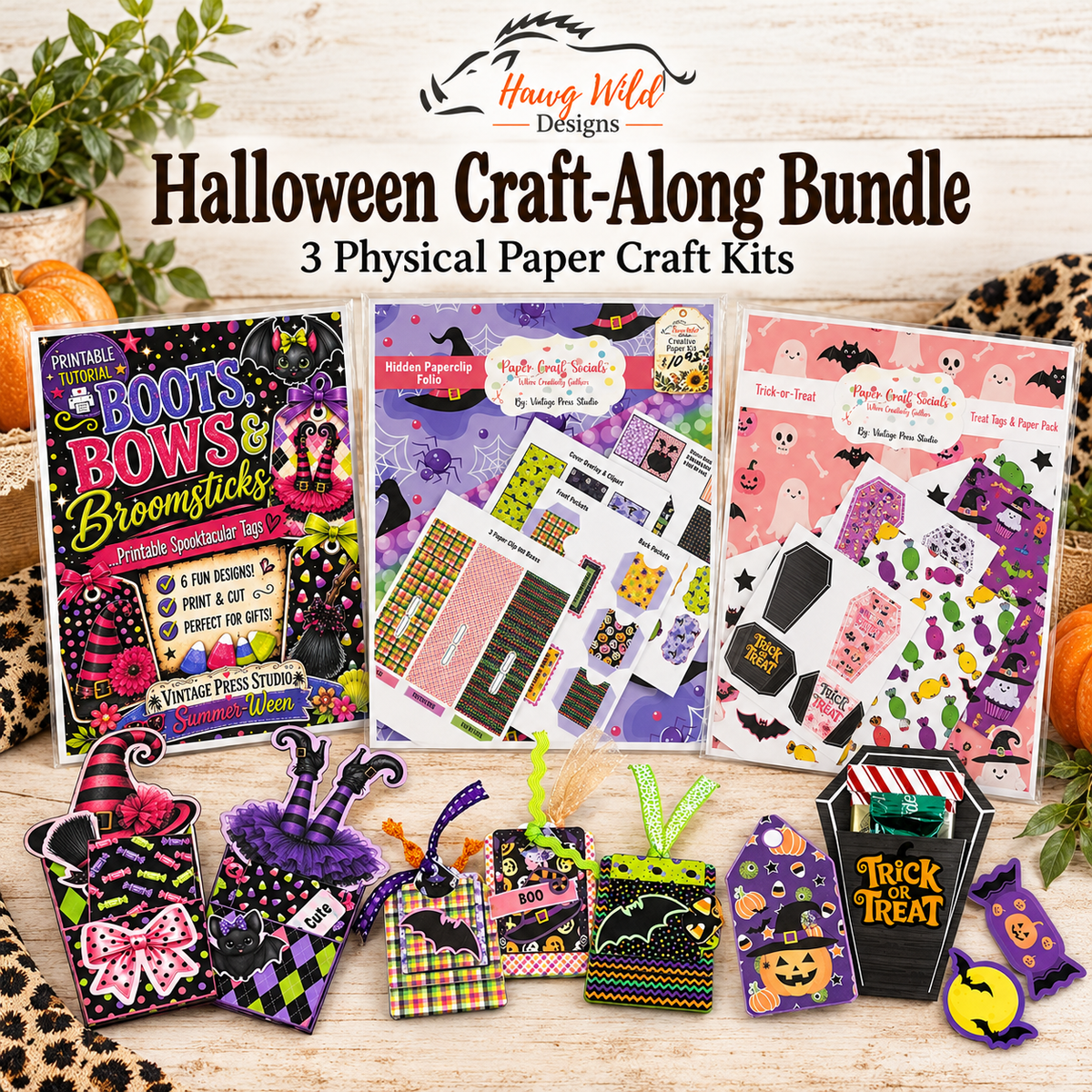 Halloween Paper Craft Kit Bundle | 3 DIY Projects + Tutorials