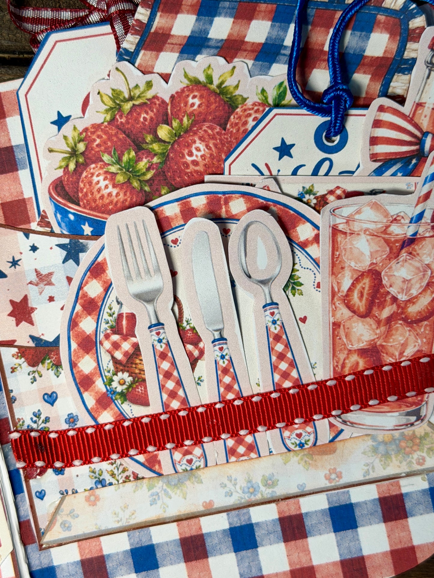 Red, White & Bloom Picnic Basket Journal Folio Kit