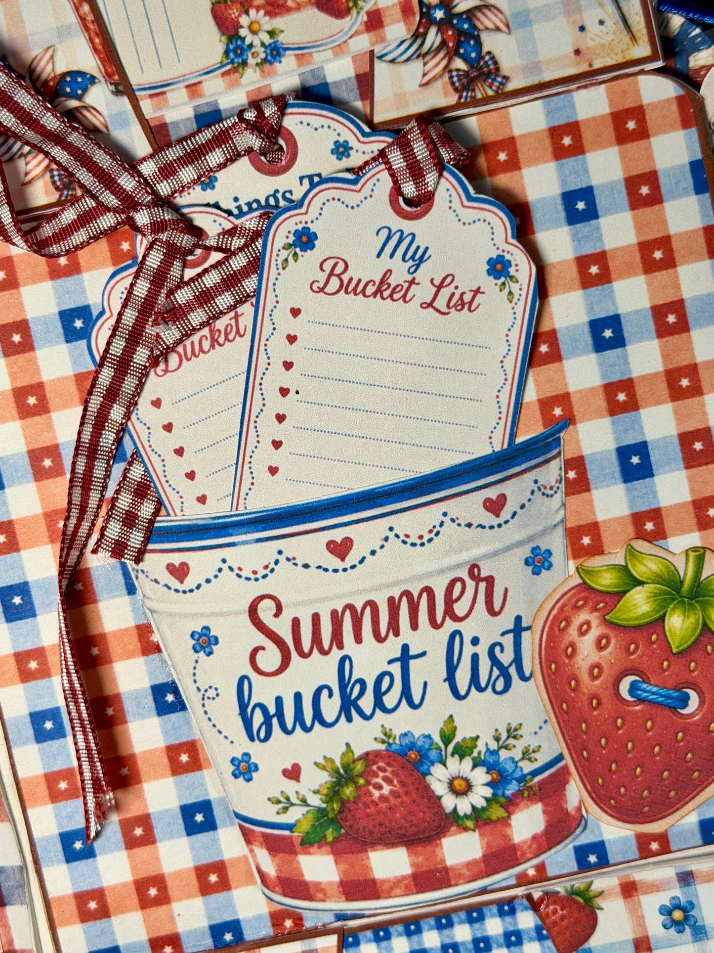 Red, White & Bloom Picnic Basket Journal Folio Kit