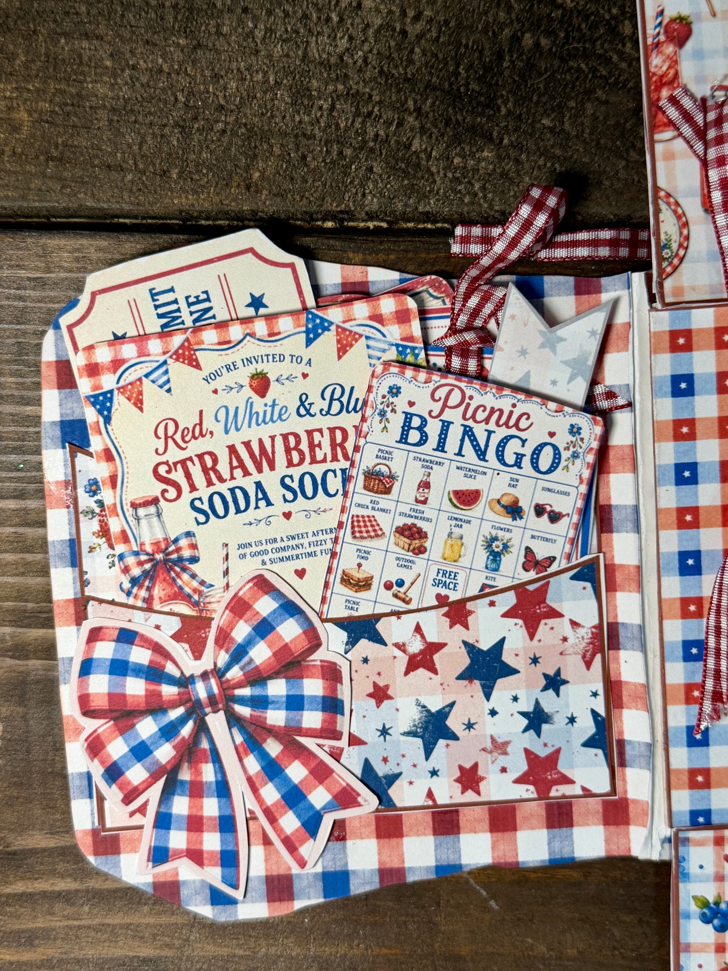 Red, White & Bloom Picnic Basket Journal Folio Kit