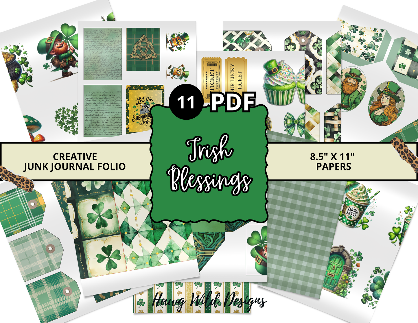 Irish Blessings: St. Patrick’s Day Junk Journal Folio Kit | Digital, Printed, DIY, Finished