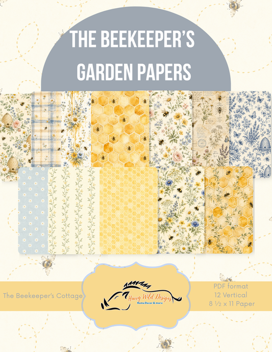 The Beekeeper’s Garden Papers | 12 Printable Junk Journal Papers