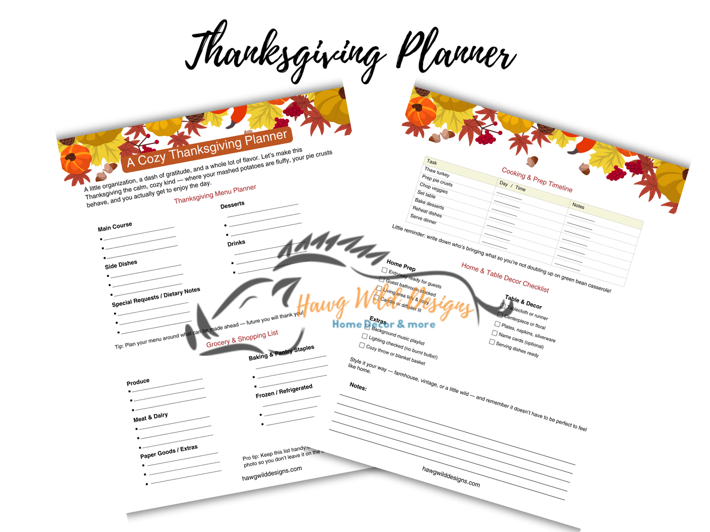 Free Printable Thanksgiving Planner | Calm, Cozy & Organized Holiday Planning Guide