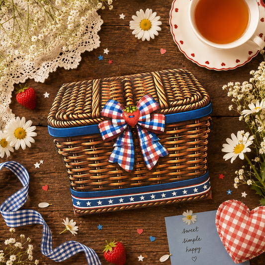 Red, White & Bloom Picnic Basket Journal Folio Kit