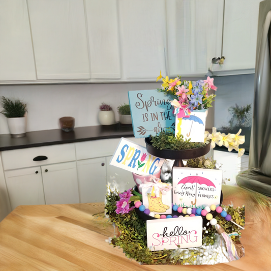 April Showers Bring May Flowers wood sign