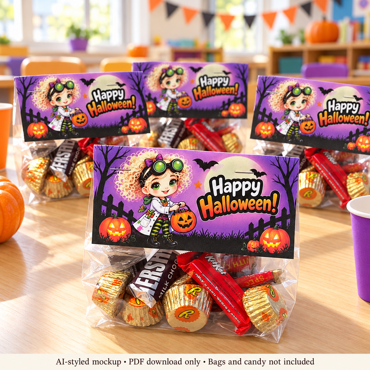 Halloween Treat Bag Toppers Printable — design preview.