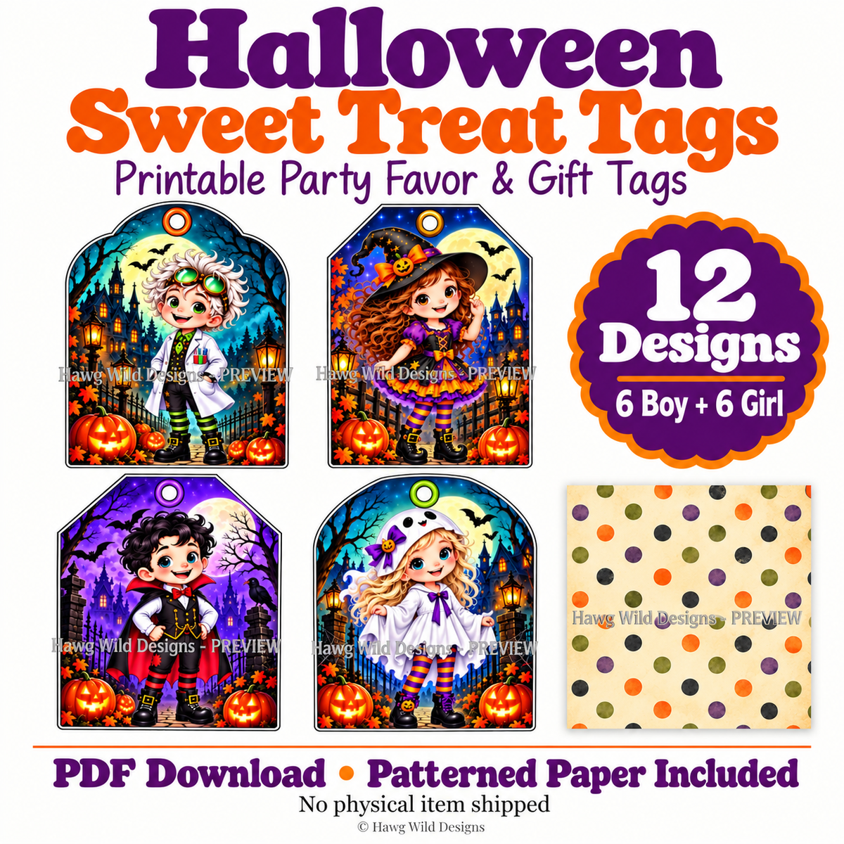 Halloween Sweet Treat Tags Printable — product overview.