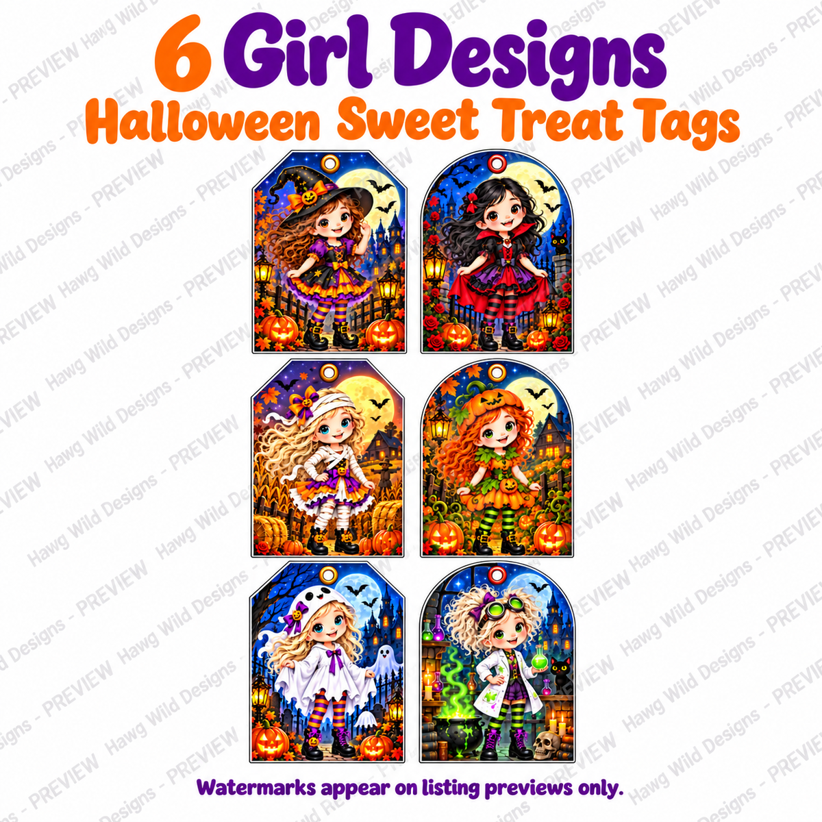 Halloween Sweet Treat Tags Printable — design preview.