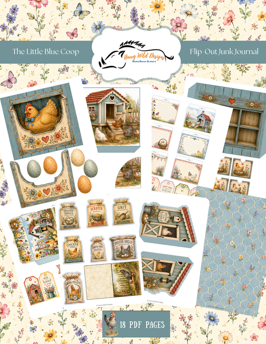 Printable digital download for The Little Blue Coop Flip-Out Creative Junk Journal