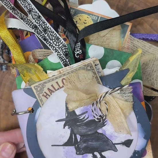 Flip-through of the Witches Brew Junk Journal Folio – handmade Halloween creative journal kit
