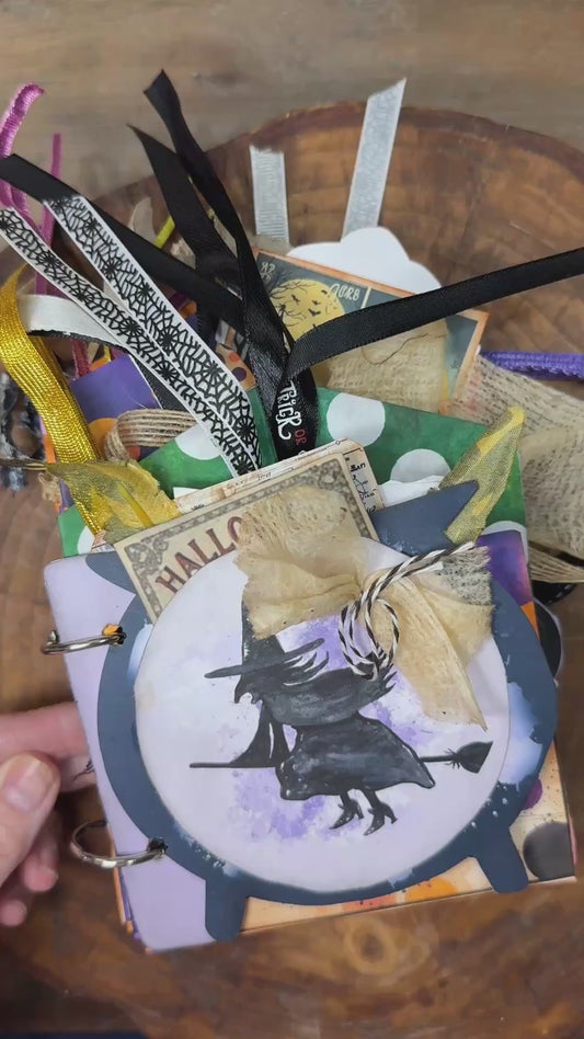 Flip-through of the Witches Brew Junk Journal Folio – handmade Halloween creative journal kit