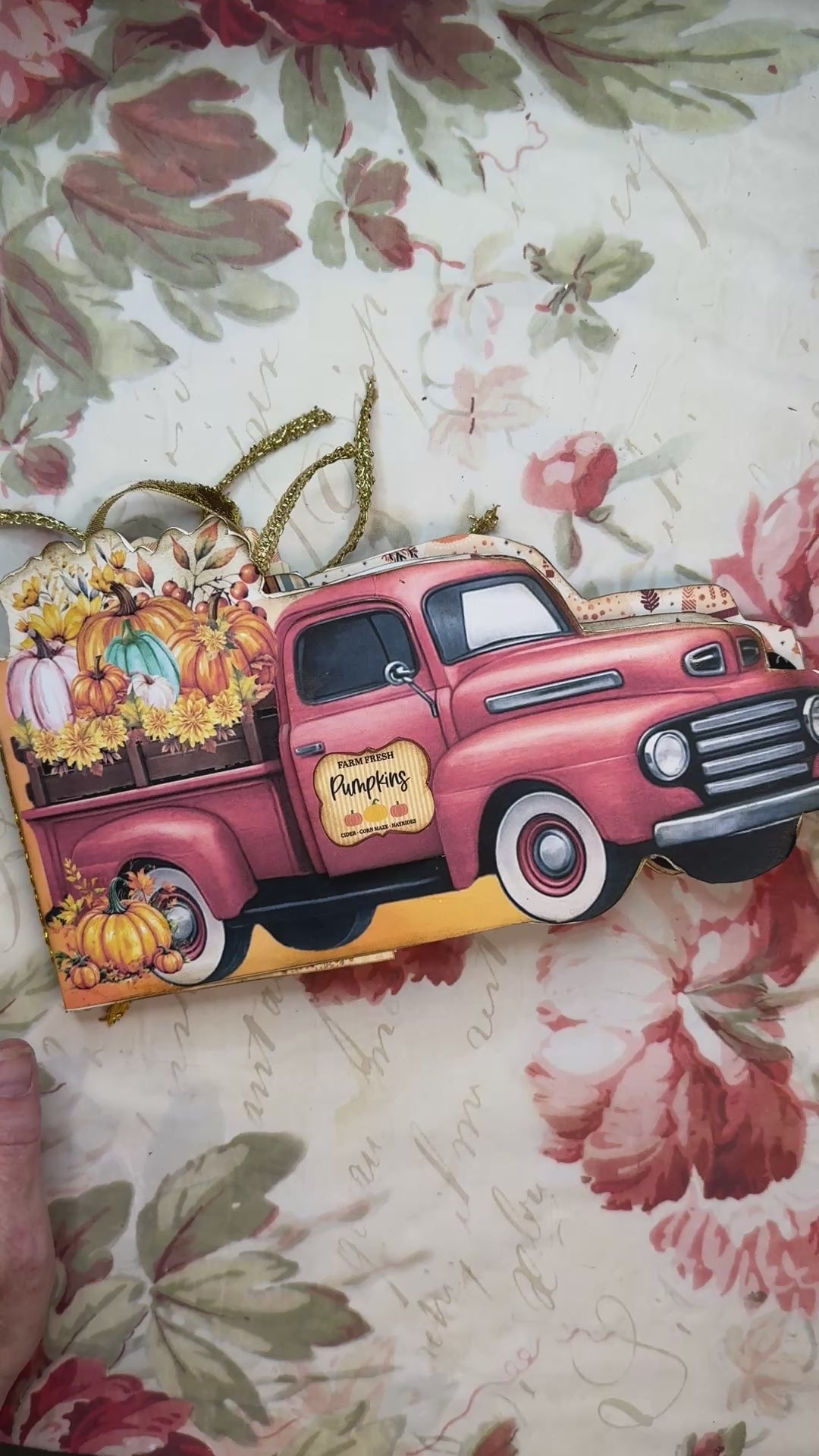 Video of Vintage Red Truck Sweater Weather Junk Journal Folio 
