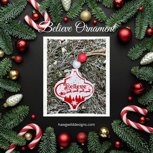 Believe Christmas Ornament, Arabesque Ornament