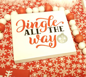 Jingle all the way with glitter bell & 3 Jingle Bell Wood Shelf Sitter Sign Set