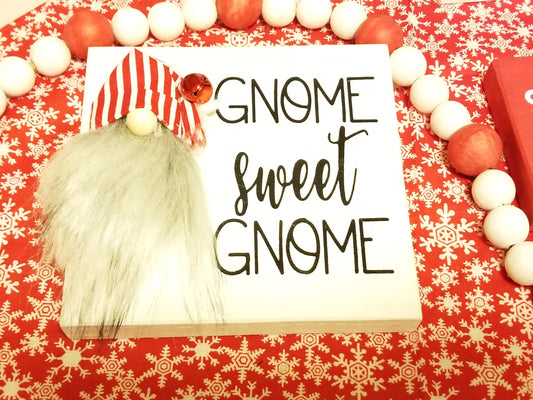 Gnome Sweet Gnome with 3D Gnome Wood Shelf Sitter Sign