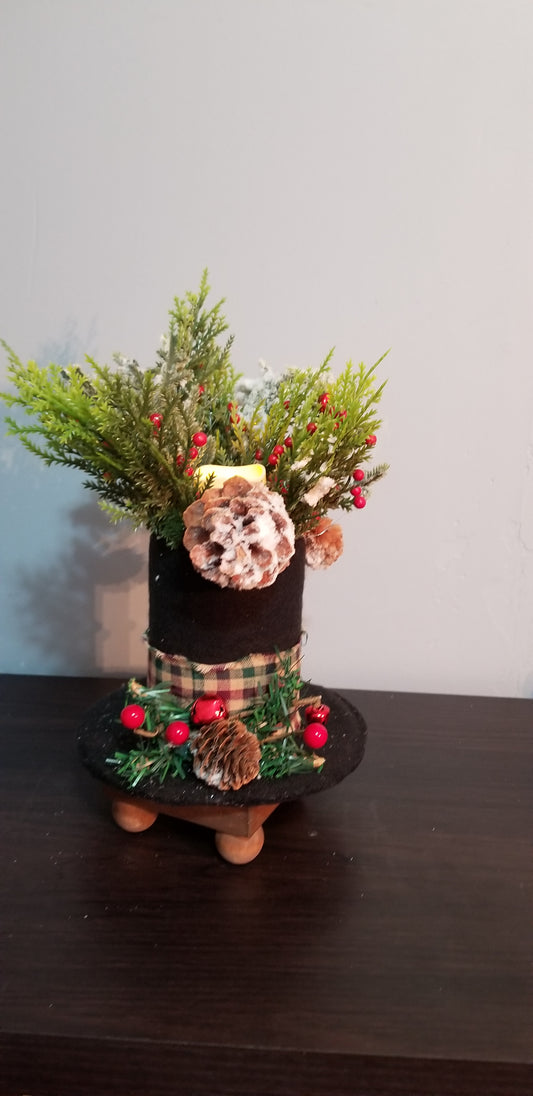 Snowman Hat with Flameless Candle
