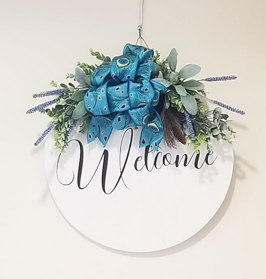 Handmade Farmhouse Round Welcome Sign, 16"