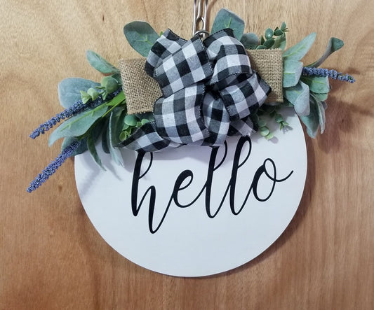 Hello Round Sign, 12", White