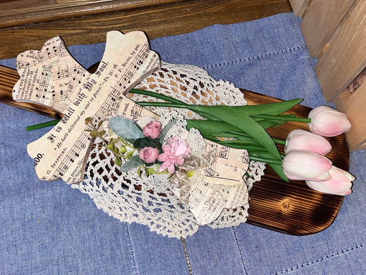 Shabby Chic Embellished Cross, It is Well with my Soul