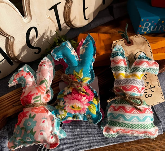 Charming Easter Bunny Duo - Mini Stuffed Animal Set with Coordinating Fabrics