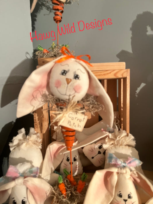 Bunny Head on a Carrot for Easter or Spring decor
