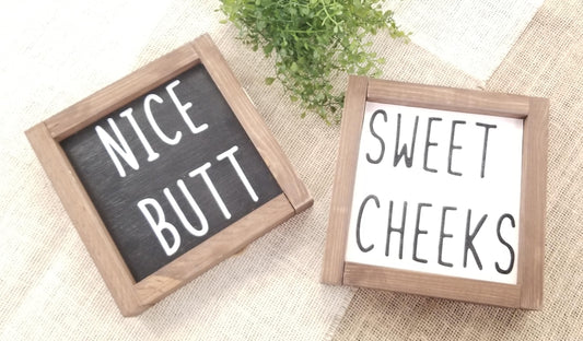 Sweet Cheeks, Funny Bathroom Wood Sign